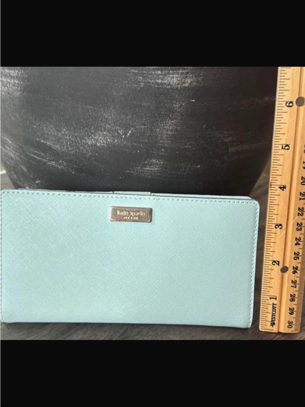kate spade mint blue Saffiano Leather Continental Wallet